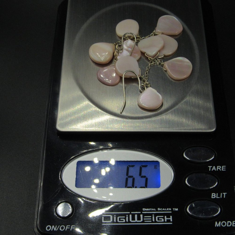 Sterling Multiple Pink Shell Dangle Earrings - image 4